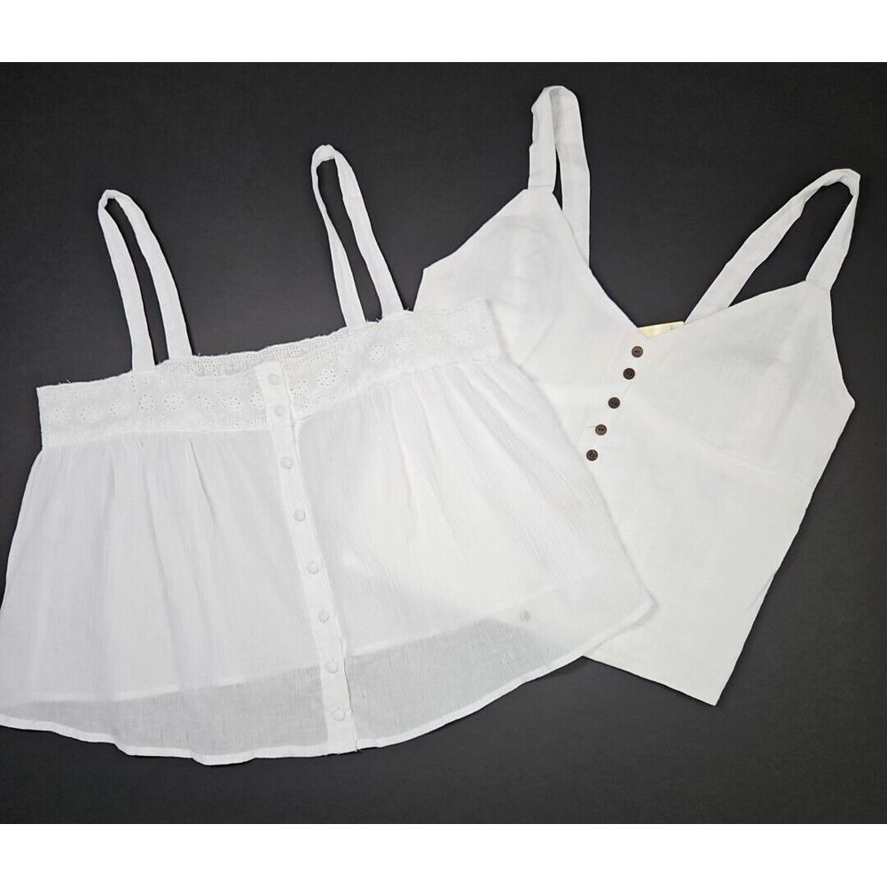Love Notes Women's Lightweight White 100% Cotton Tank Top Size Medium - Lot of 2